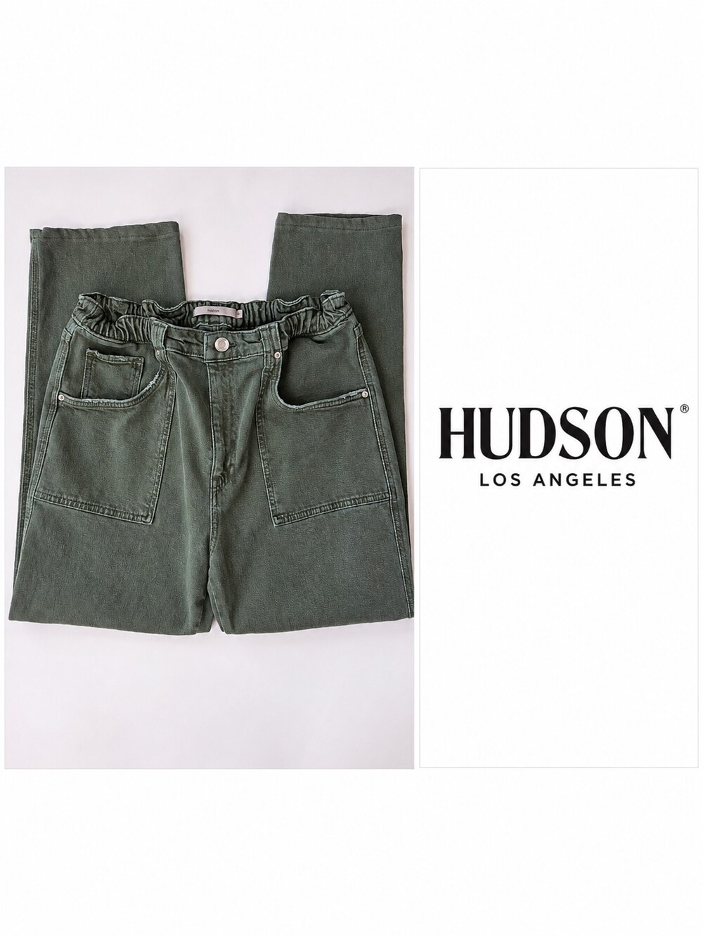 Hudson Remi High Rise Paperbag Jeans Women’s Size 30 Green Organic Cotton Straig